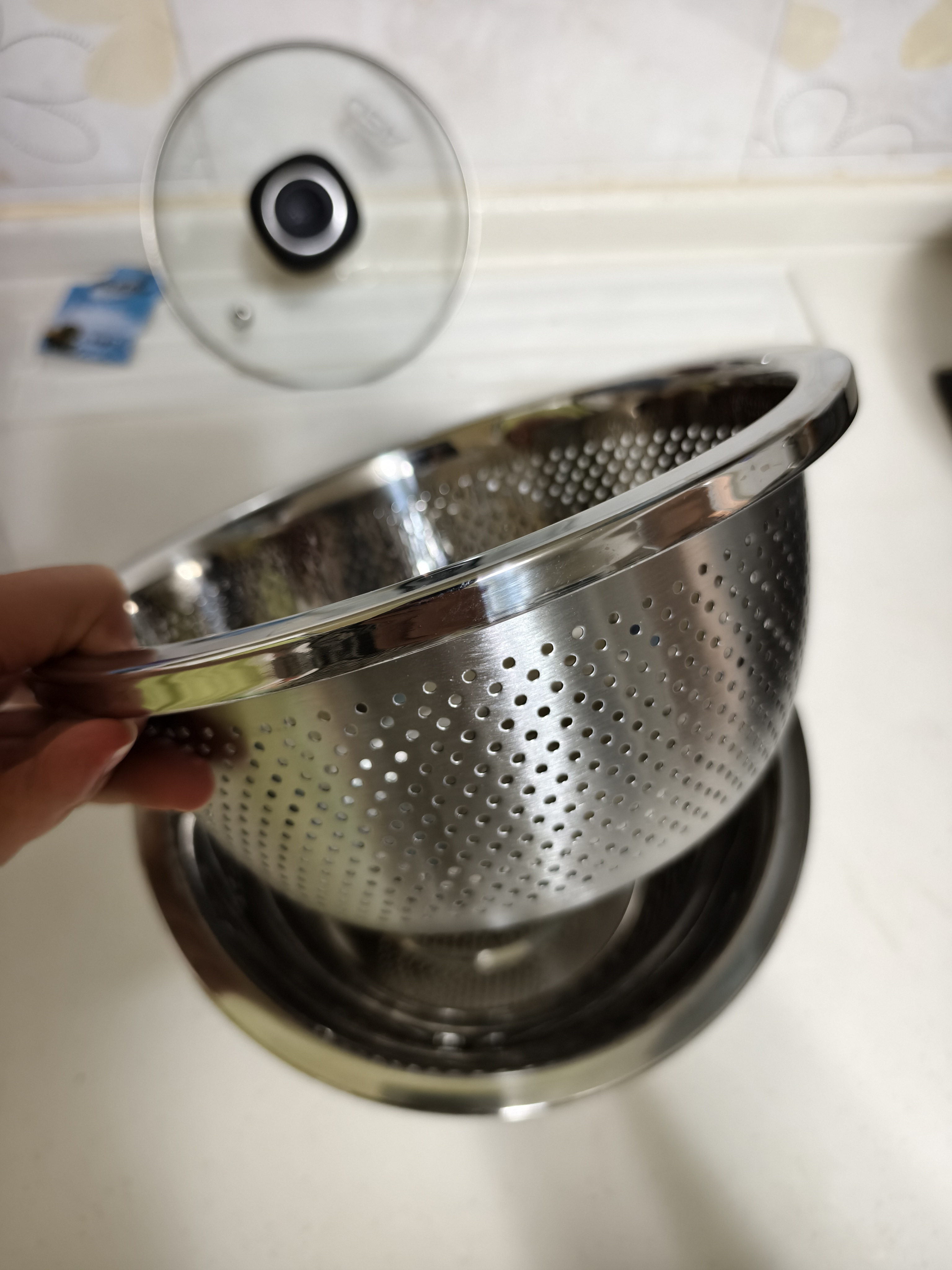 美厨（MAXCOOK）316L不锈钢盆筛2件套 22cm加厚洗菜盆沥水盆筛洗碗机可用MCWA5721 实拍图