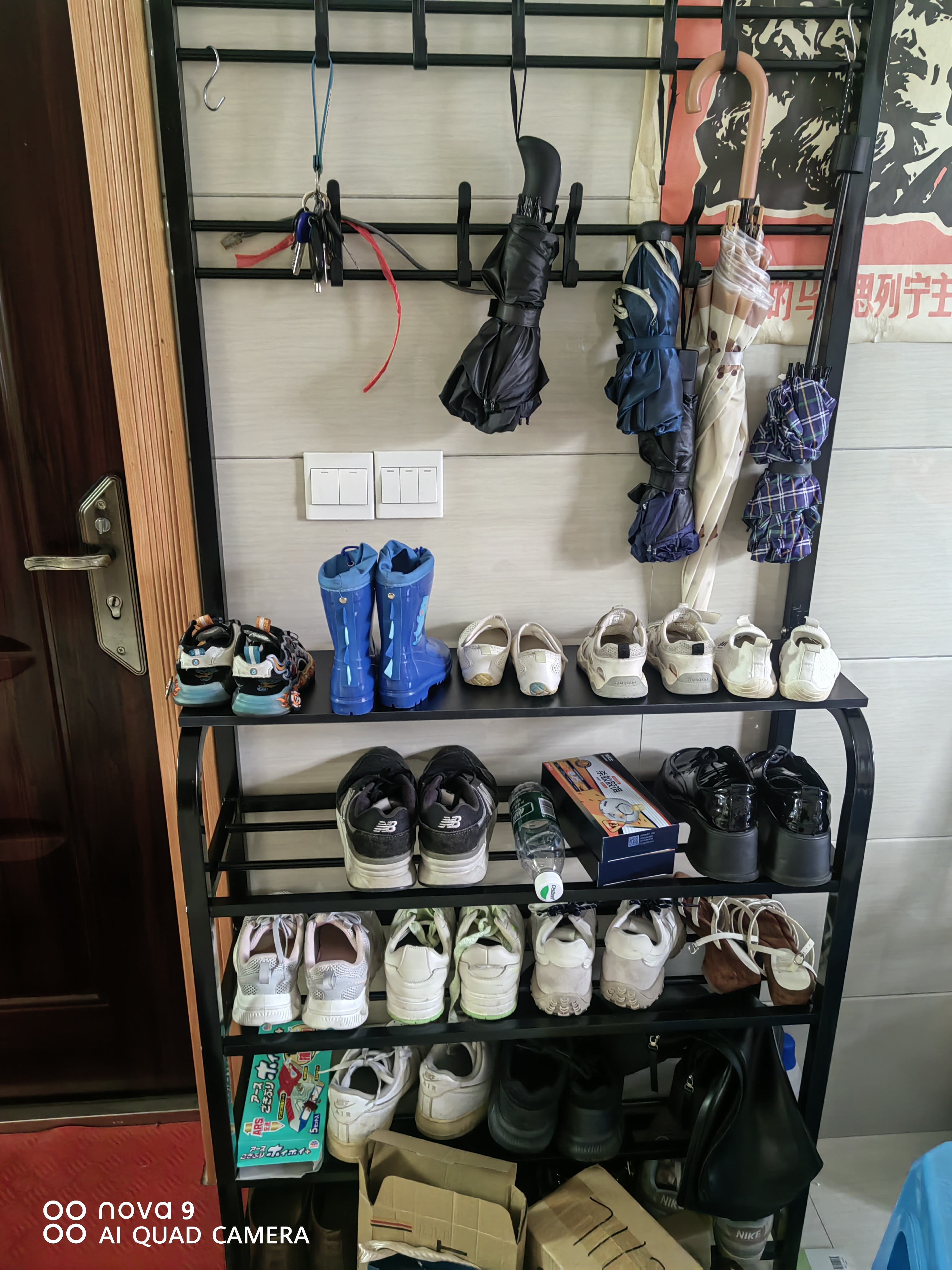飞旺藤达简易鞋架子家用门口多层室内寝室宿舍出租屋用鞋柜置物架衣帽架 【升级款】黑色5层80cm 实拍图
