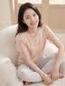 顶瓜瓜睡衣女纯棉春夏套头女可外穿短袖家居服套装 欲晚桔撞灰女 175 实拍图