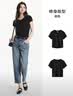 森马（Semir）短袖t恤女短款修身圆领内搭26夏凉感收腰V领上衣辣妹109326100003 实拍图