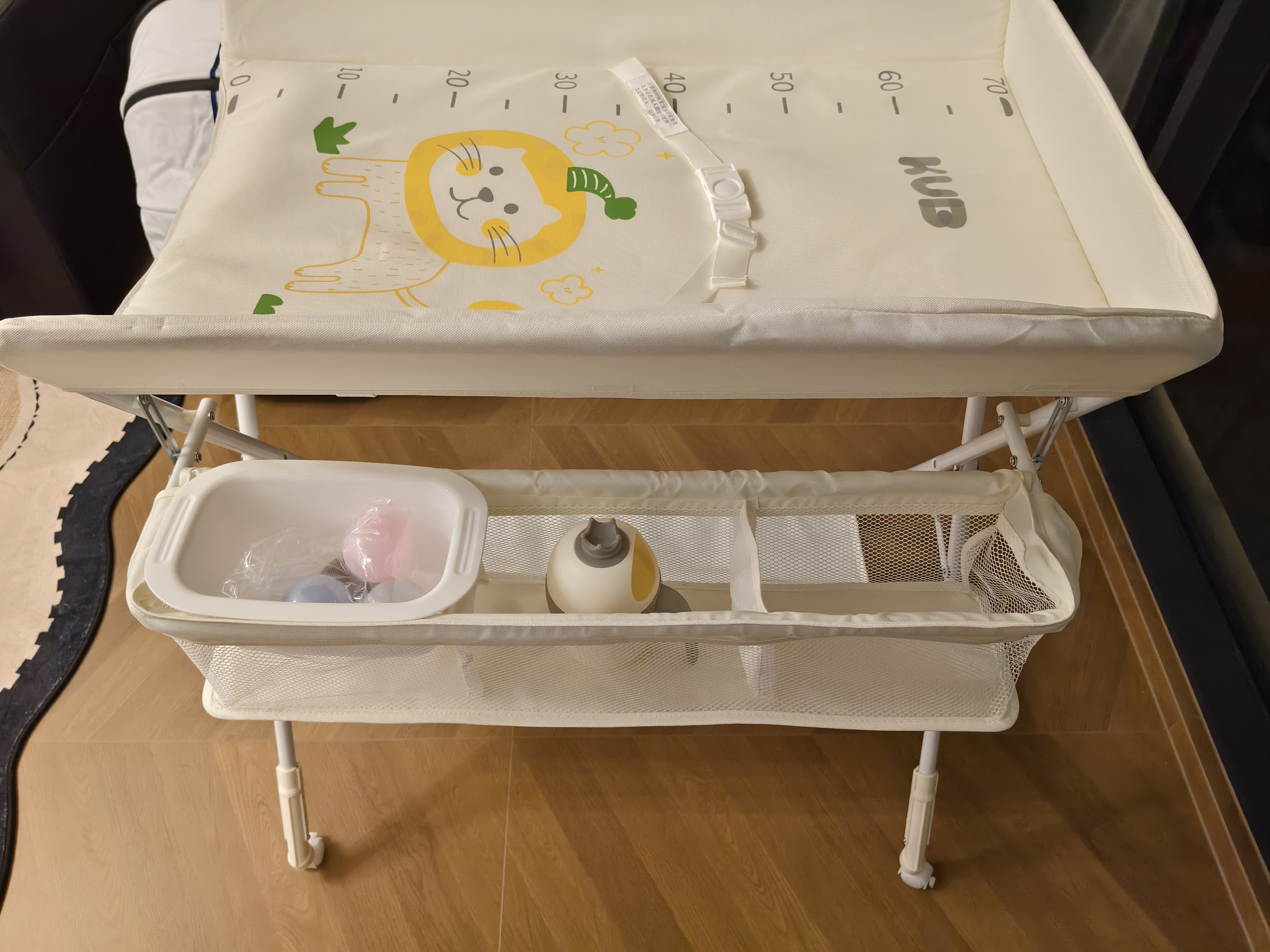 可优比（KUB）尿布台新生婴儿护理台宝宝按摩抚触洗澡可折叠-小狮子带水盆 实拍图