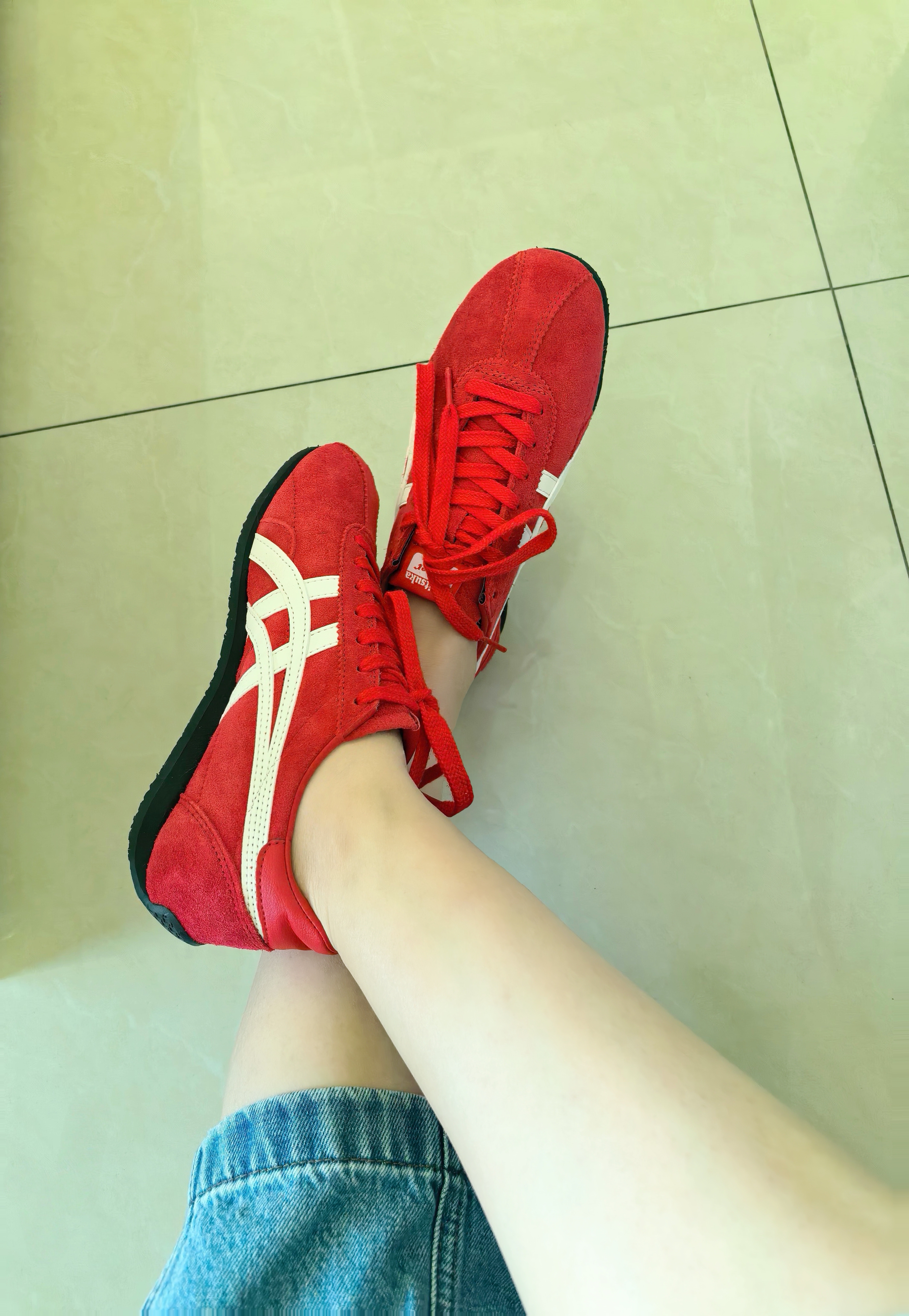 Onitsuka Tiger鬼塚虎新款复古运动休闲鞋 轻便男女款薄底鞋 RUNSPARK 红色 36 实拍图