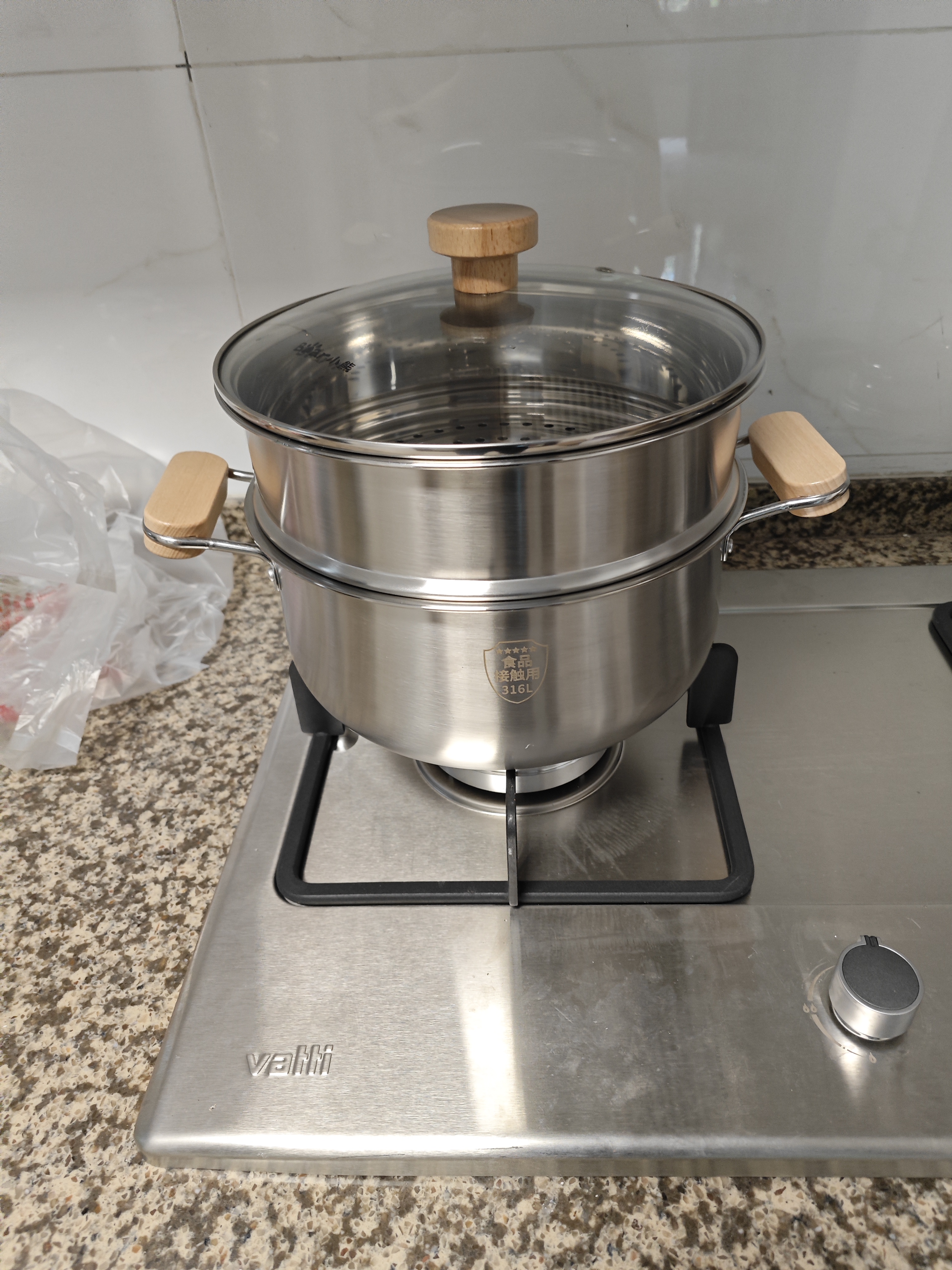 小熊（Bear）316L不锈钢汤锅+蒸屉 炖锅蒸锅24cm煮粥锅燃气灶通用CP-JG010-P03 实拍图
