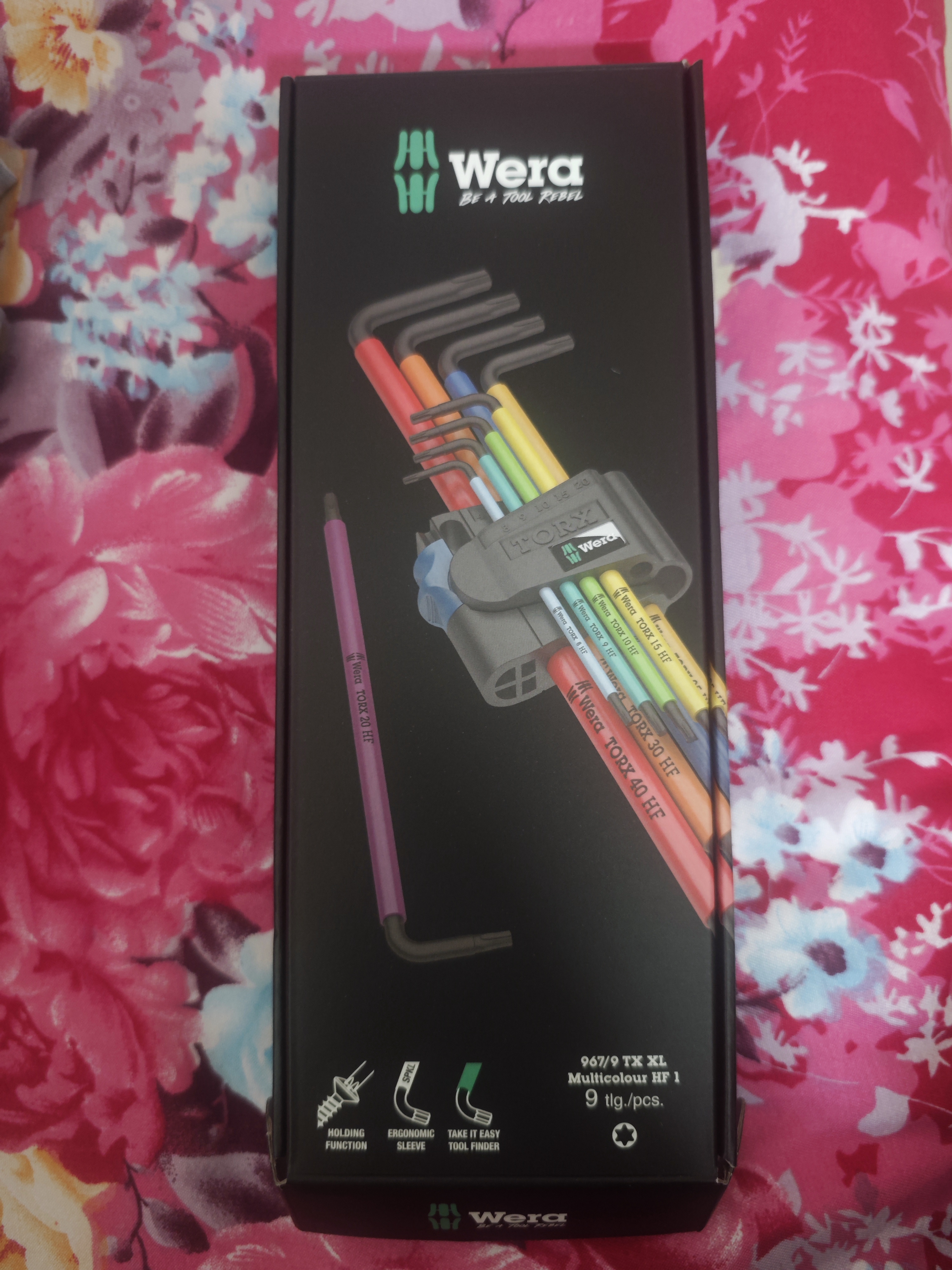 维拉（WERA）内六角扳手套装加长进口球头平头梅花短款扳手德国自行车维修工具 967彩色固持梅花【9件】05024470001 实拍图