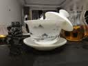 金镶玉盖碗功夫茶具泡茶碗手抓壶描金羊脂玉瓷 山水白瓷描金盖碗 实拍图