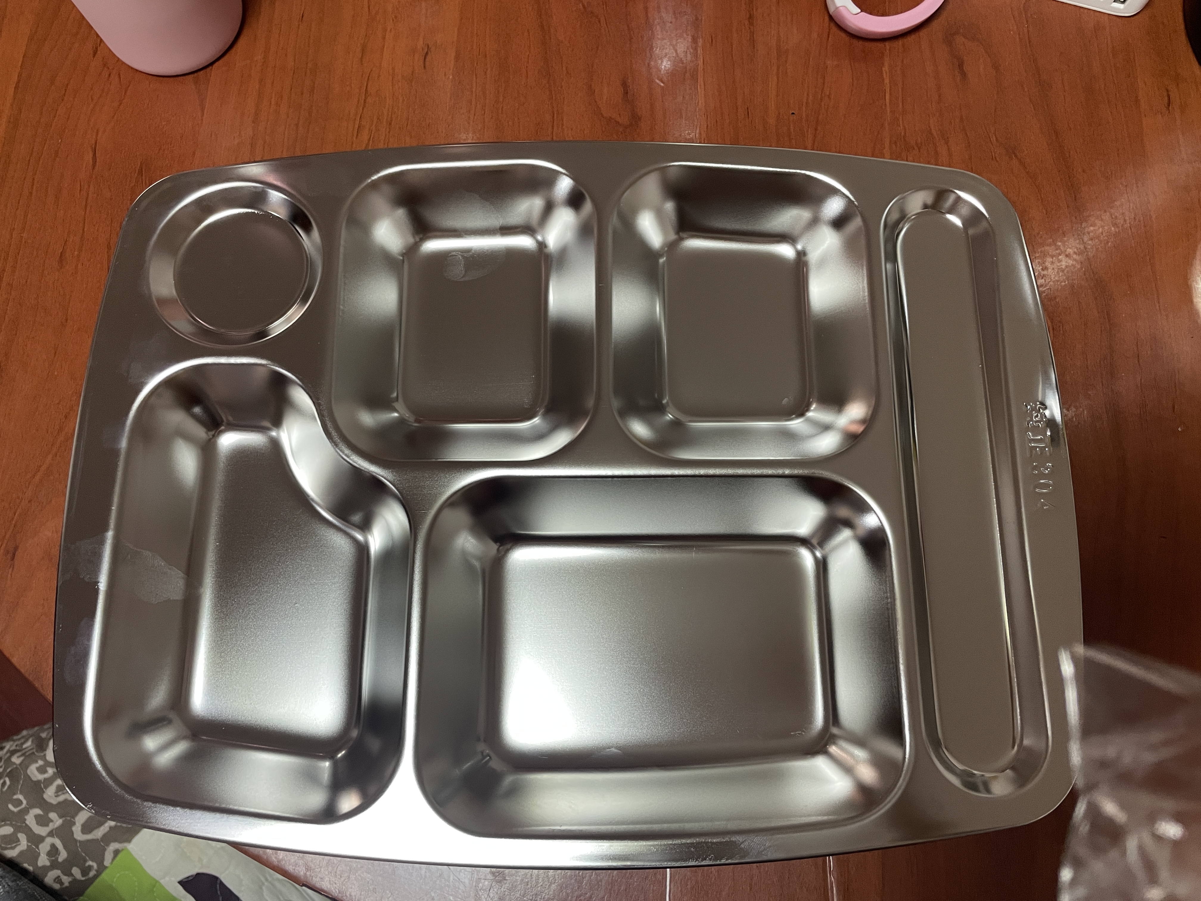 今万福304不锈钢餐盘饭盒分格 快餐盘学生餐盒 六格450g 洗碗机可用 实拍图