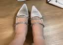 CHARLES&KEITH亮钻一字带尖头包头复古高跟凉鞋婚鞋子女鞋生日礼物CK1-61720199 Light Grey浅灰色 38 实拍图