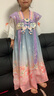 安妮优儿汉服女童春装2025新款古风连衣裙子春季女孩唐装儿童超仙古装夏款 紫色短袖 120 实拍图