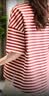 德玛纳【裸感体验】夏季撞色圆领条纹打底衫落肩宽松小个子气质女式t恤 实拍图