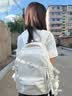 viney书包小学生初中高中大学生背包女大容量旅行双背包户外出游旅行包 白色+可爱挂件 简约轻便高颜值休闲减负电脑包 实拍图