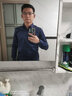 墨诺佰法式衬衫男商务休闲纯色修身免烫抗皱男士袖扣衬衫长袖白衬衣 藏青 40 码（130-145斤） 实拍图