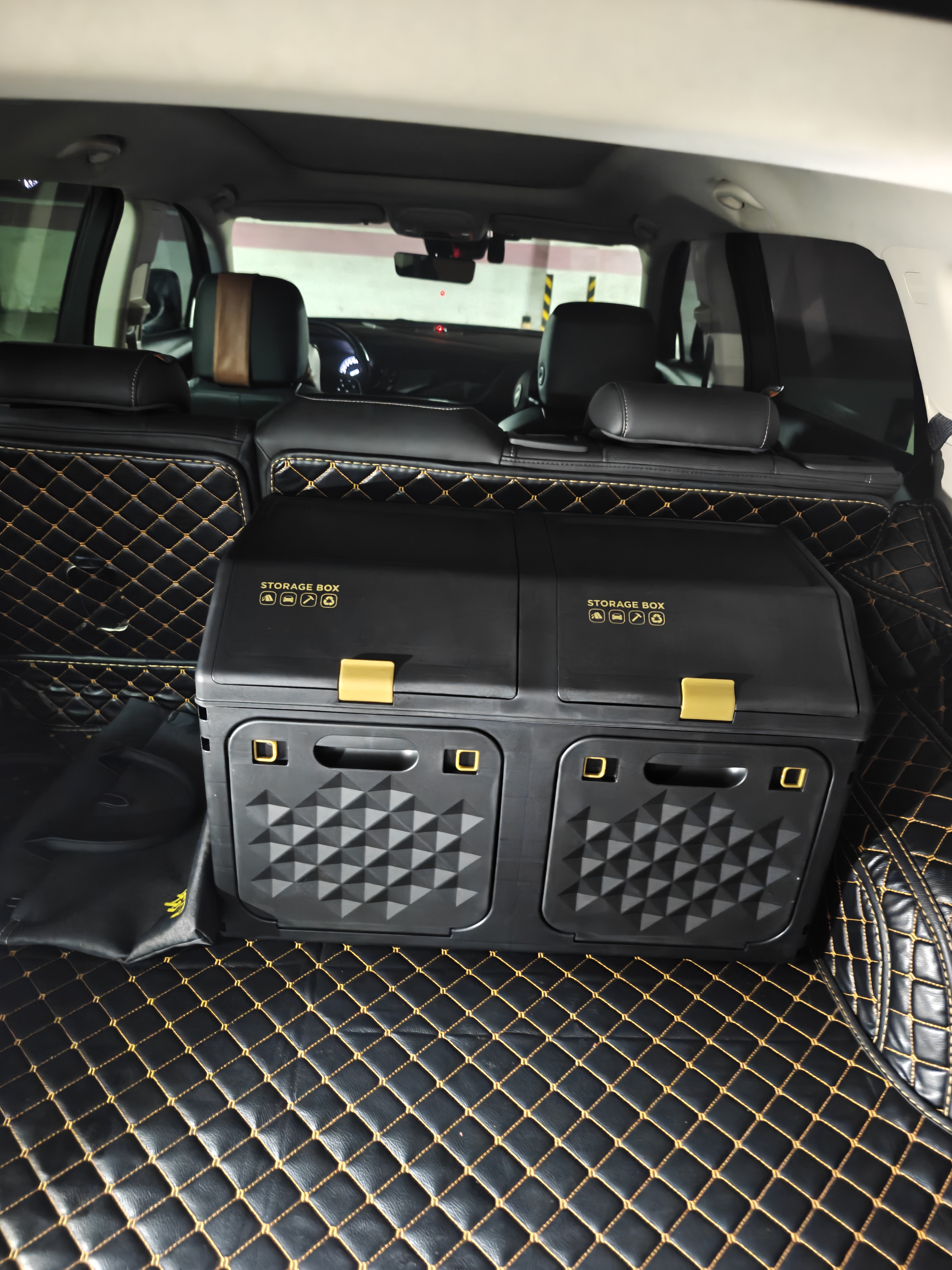 悦卡（YUECAR）汽车后备箱收纳箱折叠车载收纳盒整理箱高端双层斜面款-黑金大号 实拍图