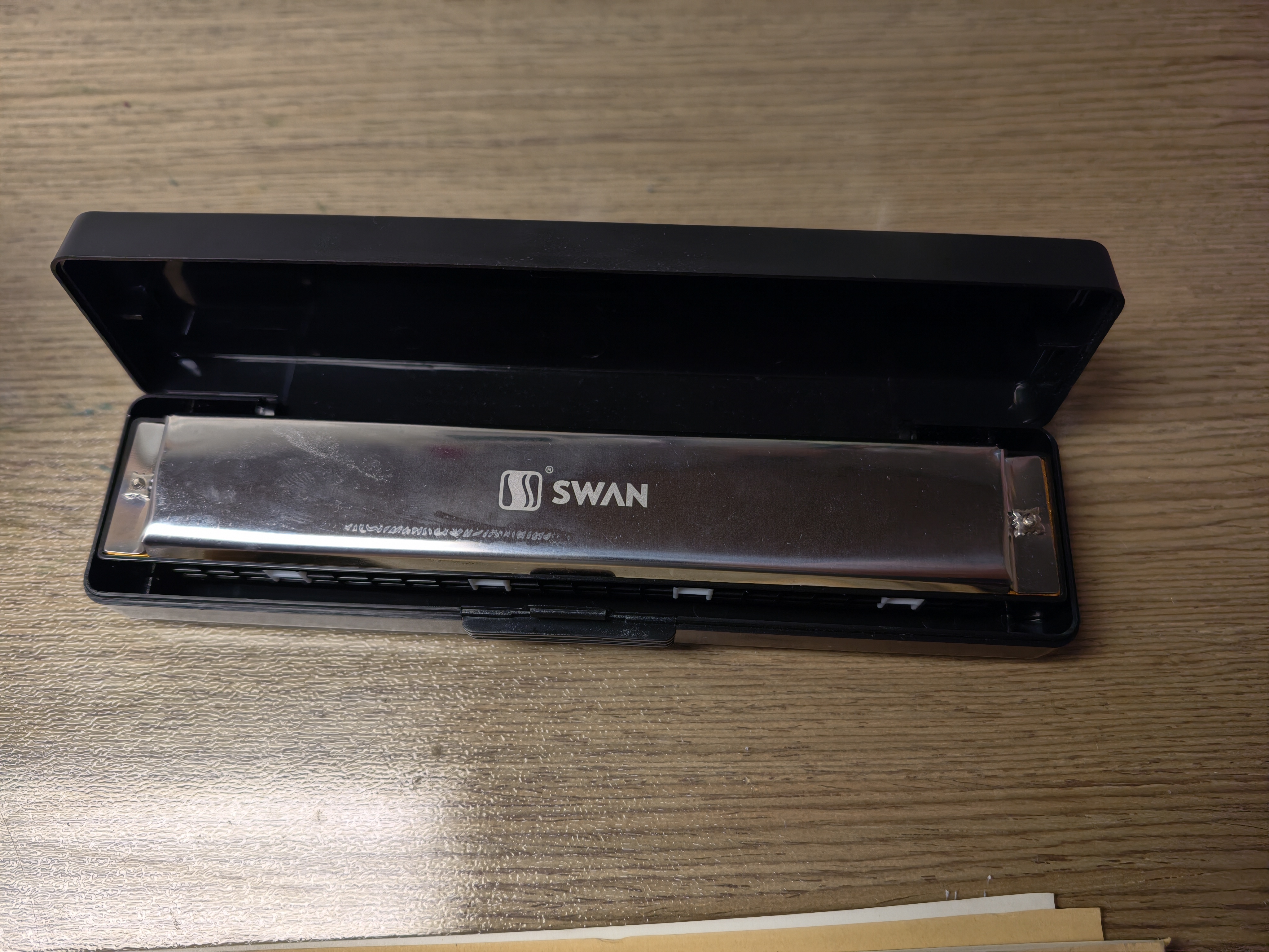 天鹅（SWAN）24孔复音口琴初学者入门学生专业演奏教学推荐口琴C调银色 实拍图