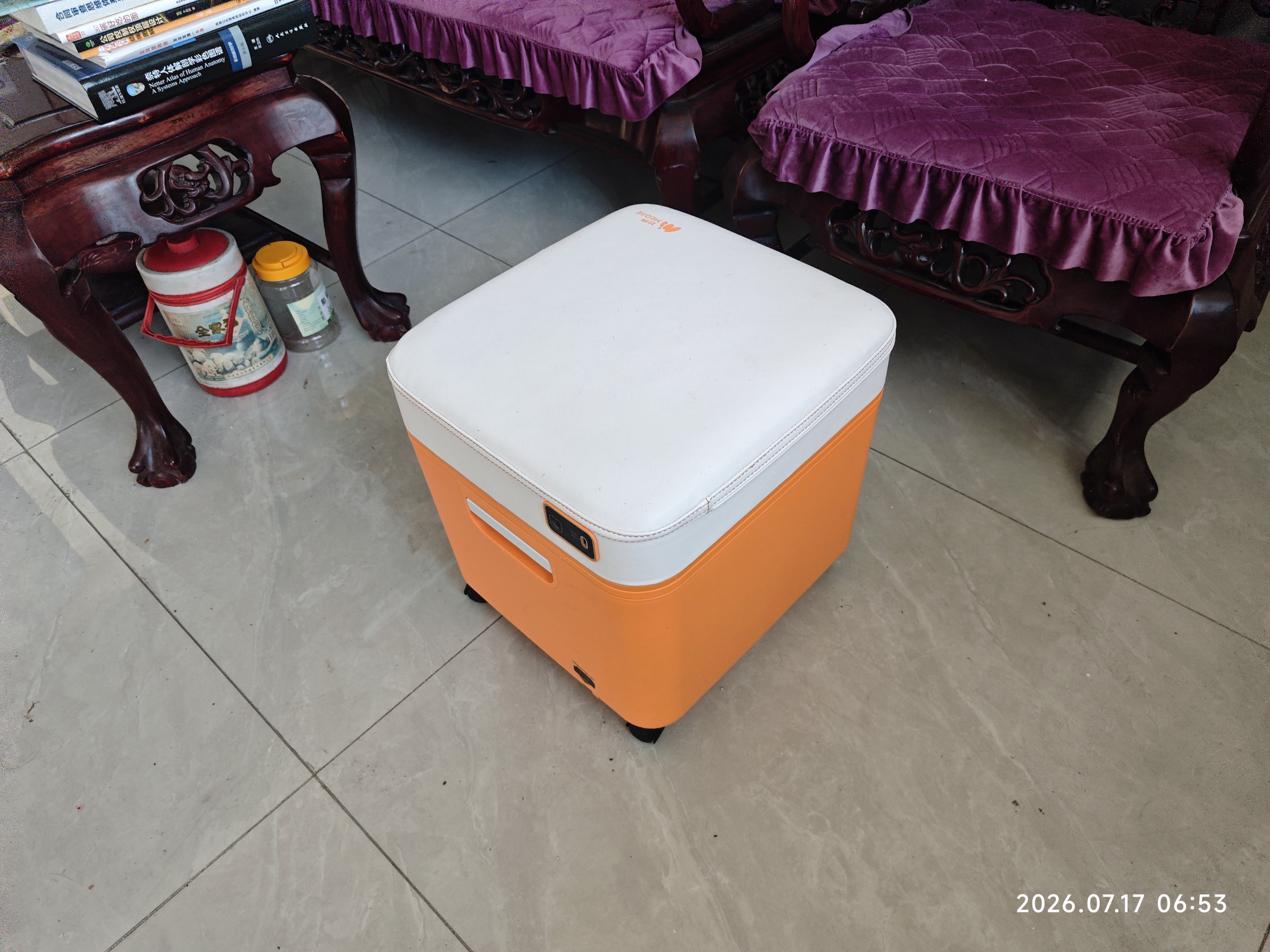 妙界Z7Pro泡脚桶配艾灸坐垫全自动恒温加热软硅胶电动按摩足浴盆智能UV杀菌洗脚桶三伏康养生日礼物 橙 实拍图