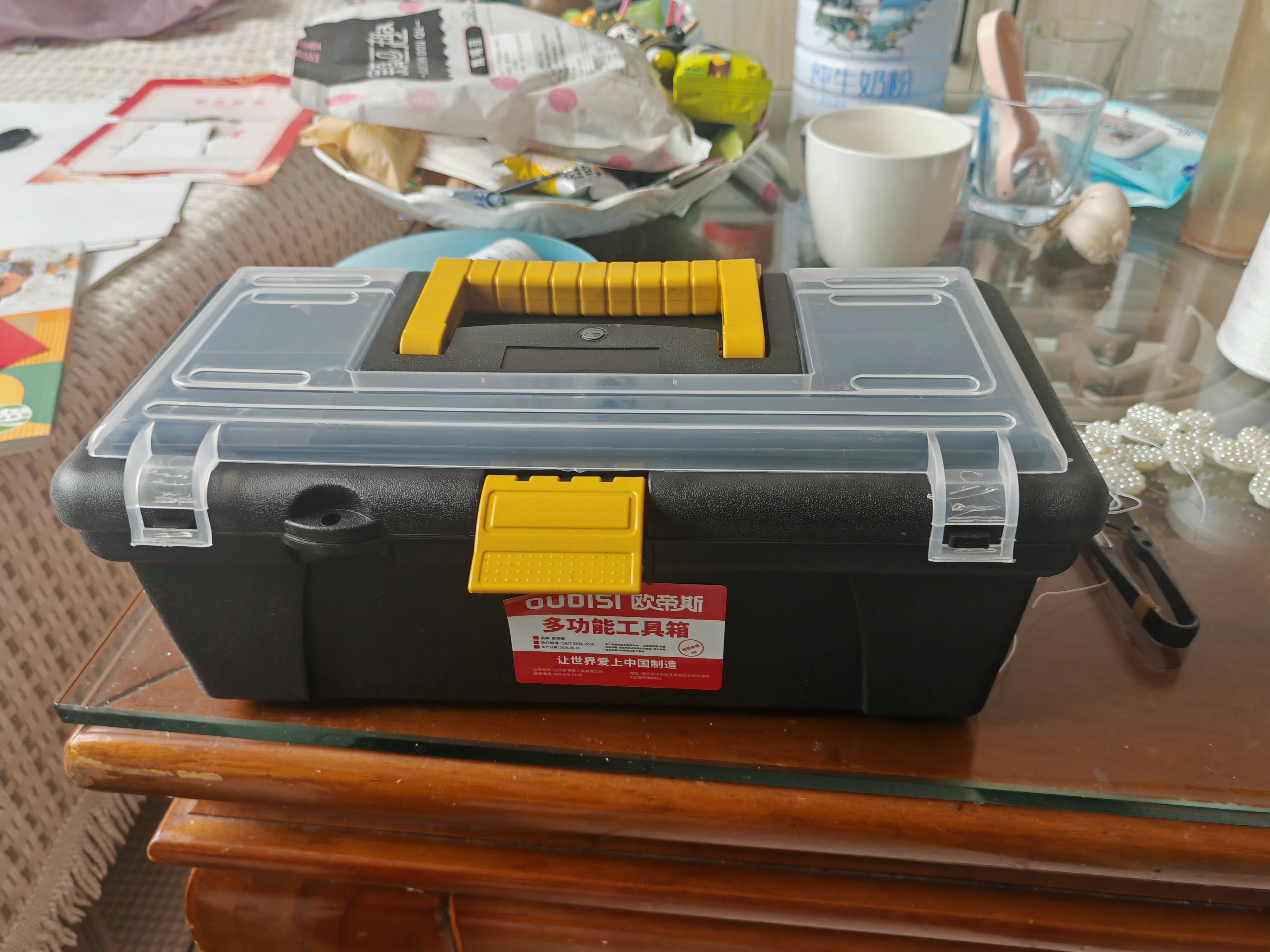 【万人同抢】家用多功能五金收纳箱手提电工工具箱车载维修配件箱 【不含工具-介意慎拍】【黑霸王】13寸加厚 复工爆品 实拍图