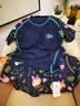 洲克（ZOKE）泳衣女分体两件套裙摆短袖温泉平角少女120501242深兰底黄绿花XL 实拍图