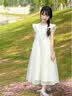 G.duck小黄鸭公主裙女童白色连衣裙夏季新款儿童礼服裙飞飞袖女孩网纱裙 米白色 120 建议5~6岁【110-120cm】cm 实拍图