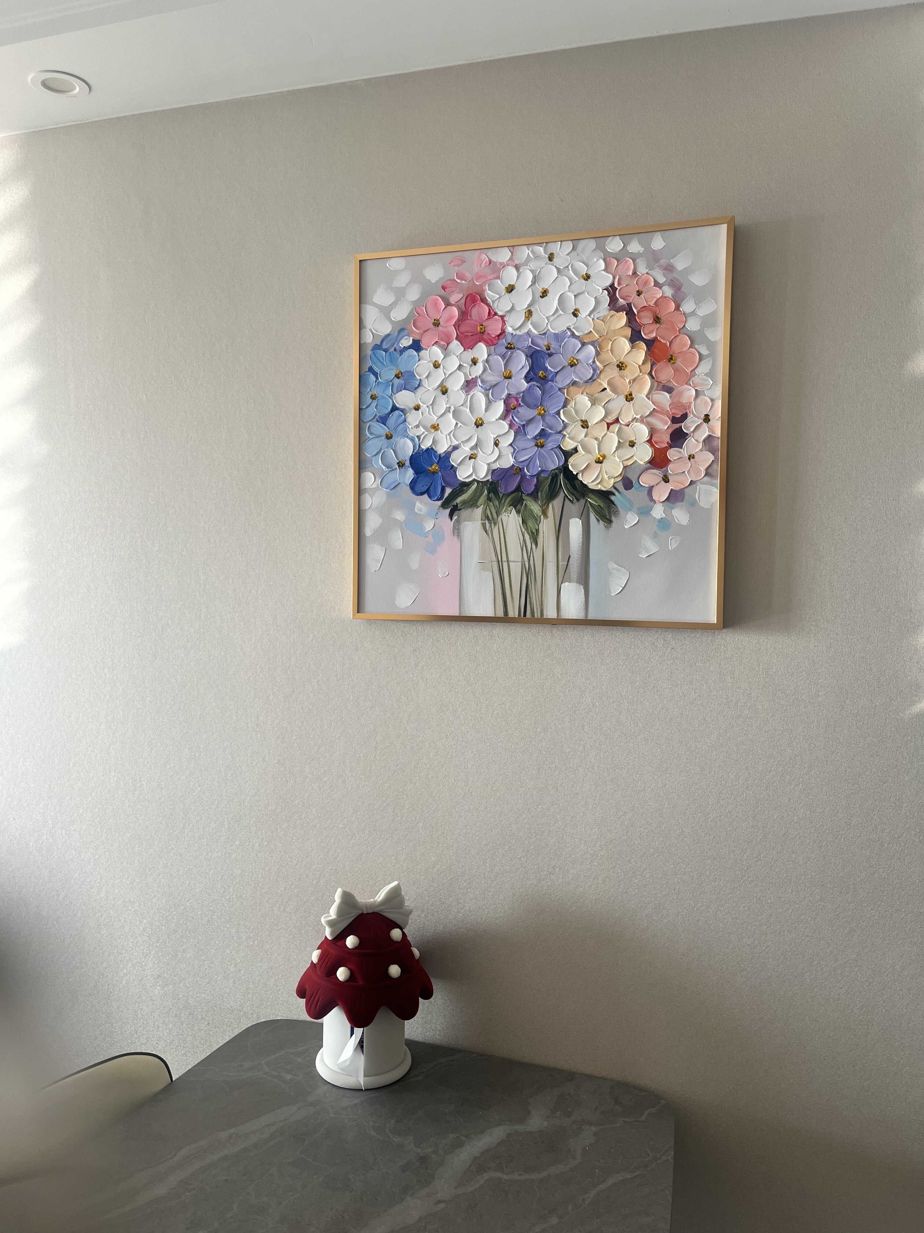 墨派（Mopai）餐厅装饰画手绘油画美式花卉高端客厅肌理挂画正方形壁画免打孔 繁荣昌盛 50*50cm手绘油画 实拍图