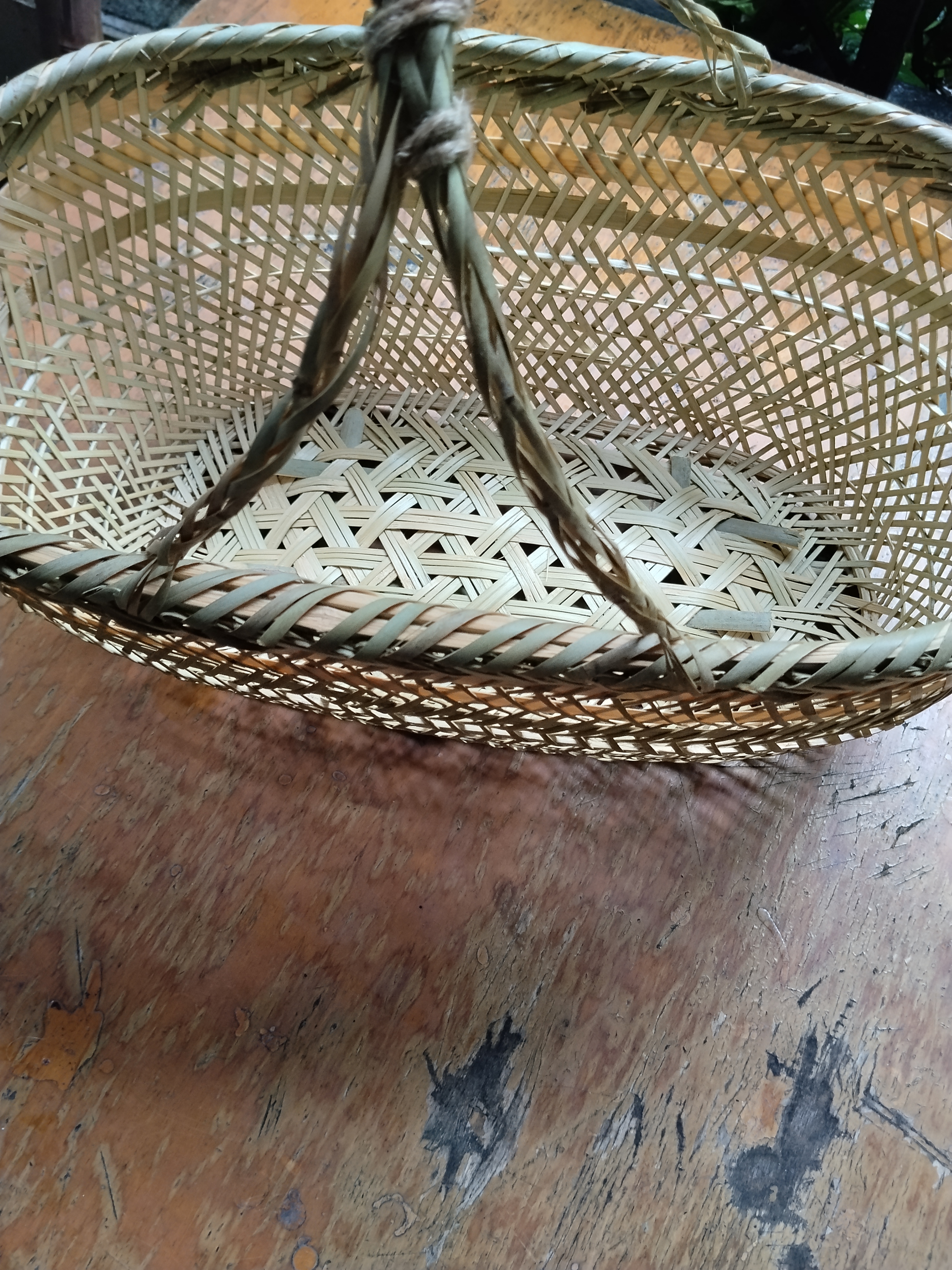 极景竹编竹篮手提式收纳筐水果采摘篮菜篮厨房收纳篮环保购物篮 实拍图