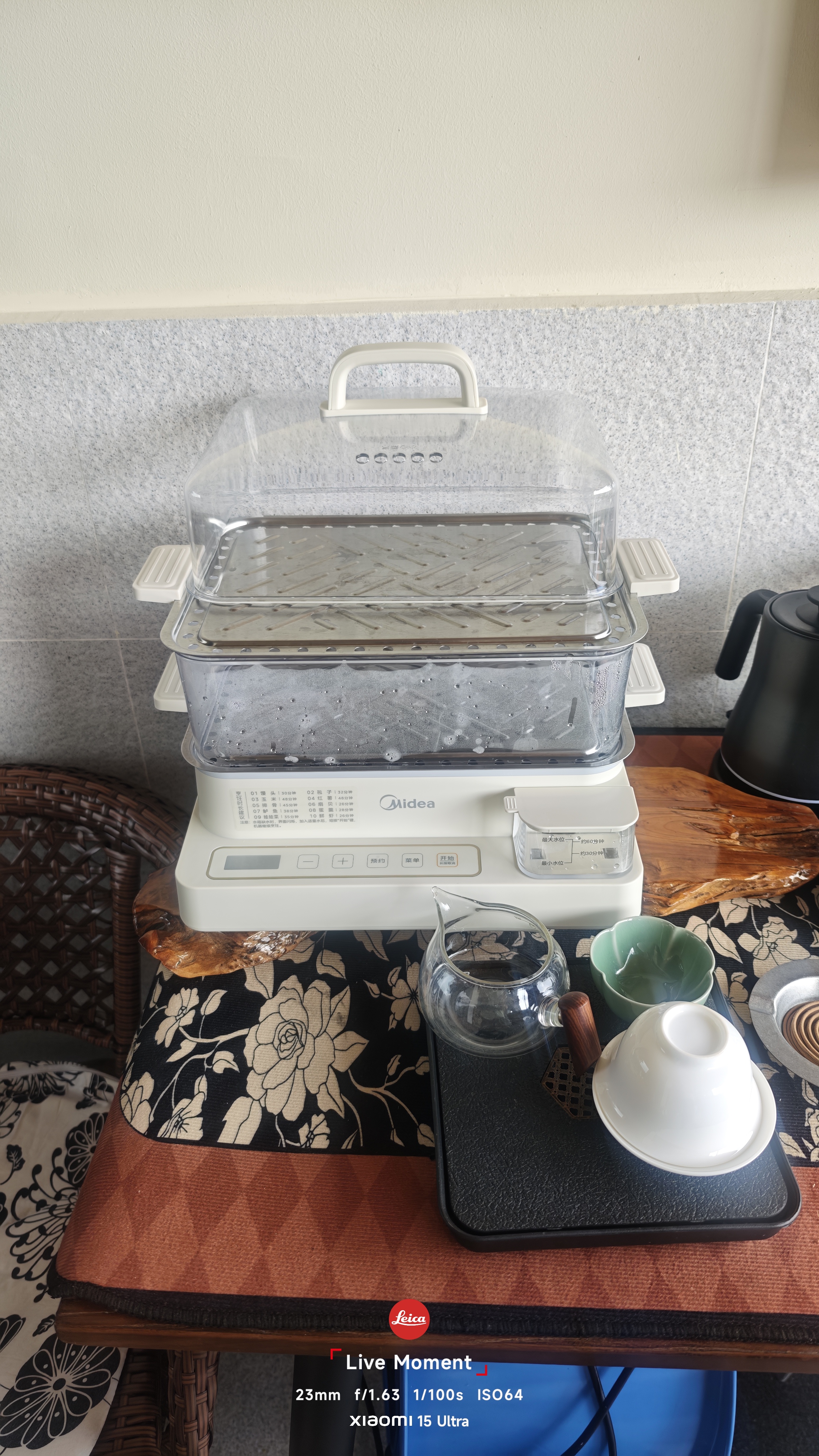 美的（Midea）电蒸锅蒸煮一体自动断电 蒸锅透明可视 家用早餐蒸汽锅 蒸包子馒头不锈钢蒸架电锅多功能锅 22L 【三层不锈钢蒸架】 ZGC322301 实拍图