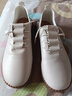 大东女士真软皮牛筋底新款女士小白鞋舒适防滑软底一脚蹬妈妈鞋单鞋休闲鞋 米白色 升级款 40 实拍图