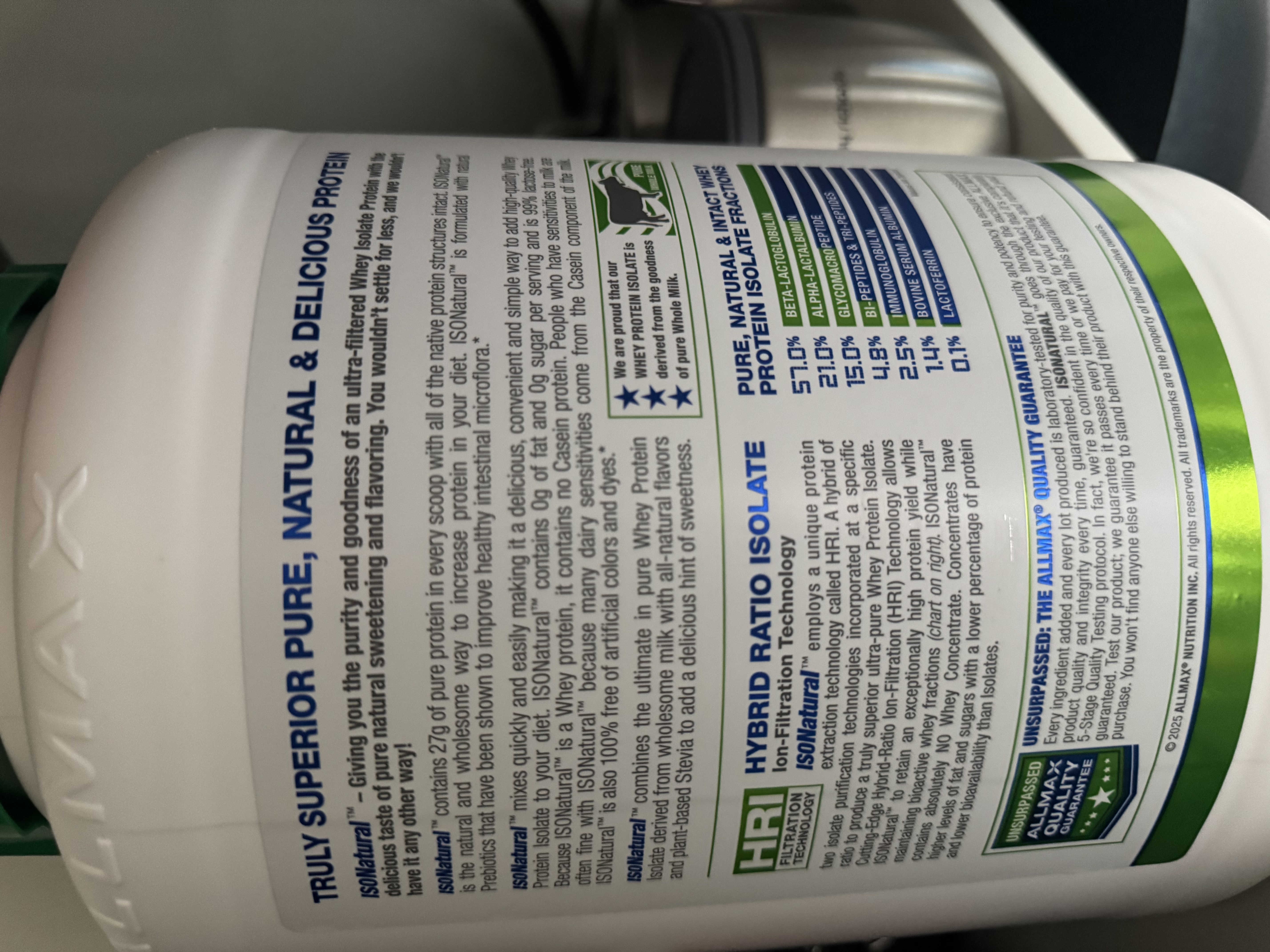 ALLMAX蛋白粉 天然萃取0添加 分离乳清蛋白粉健身增肌美国原装进口 【香草】 2270g*1罐 -87%蛋白质含量 实拍图
