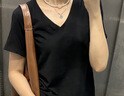 优衣库竹节纱V领T恤/短袖女装纯棉打底休闲百搭26春夏新款483460 483460/69藏青色 XL 实拍图
