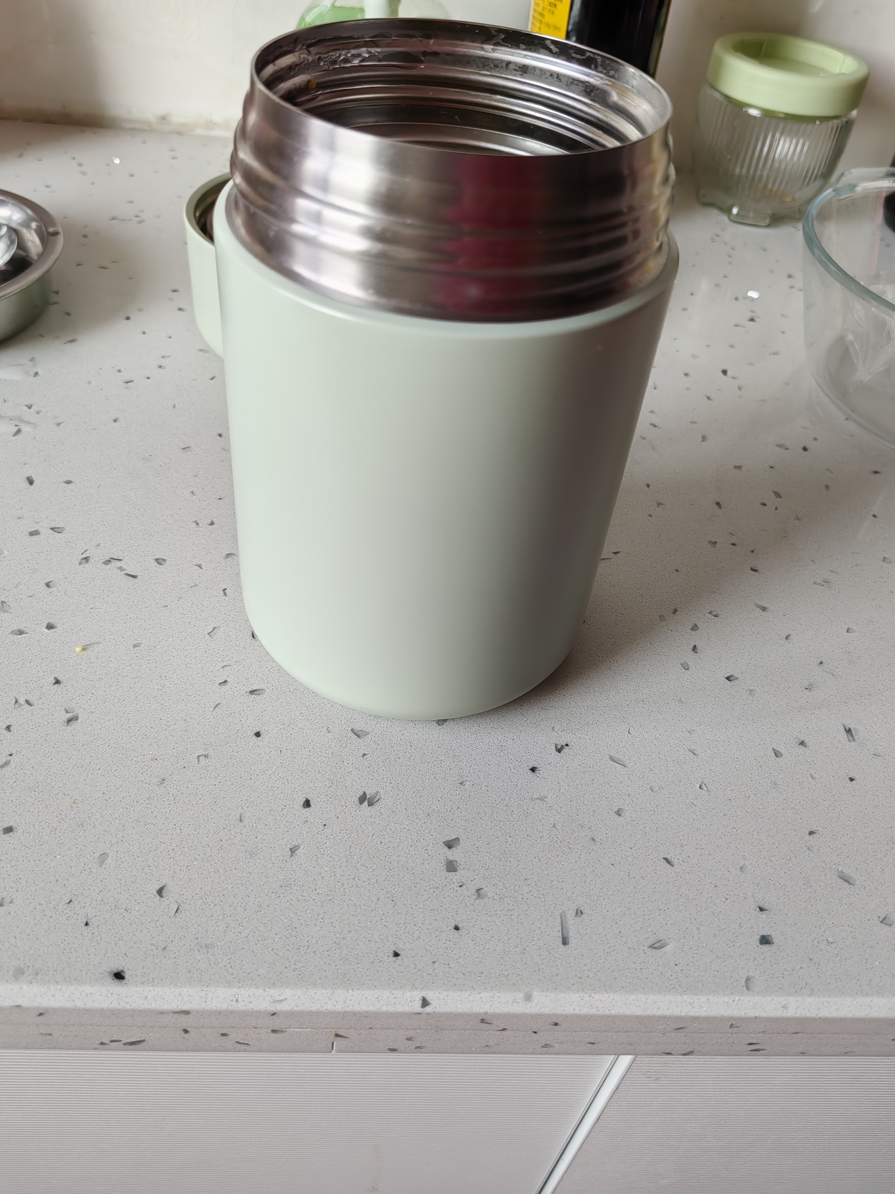苏泊尔（SUPOR）焖烧杯316L不锈钢焖烧壶食品级保温饭盒男女款真空保温杯闷烧壶罐 自带餐勺-灰豆绿800mL 实拍图