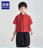 罗蒙男童新式汉服套装国风唐装儿童中秋节毕业演出服 酒红色130 晒单实拍图