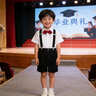 GOKU男童礼服套装幼儿园演出服背带裤夏季小主持人儿童西装毕业服花童 黑色裤子+衬衫+背带+领结 140 建议体重47-55斤 实拍图
