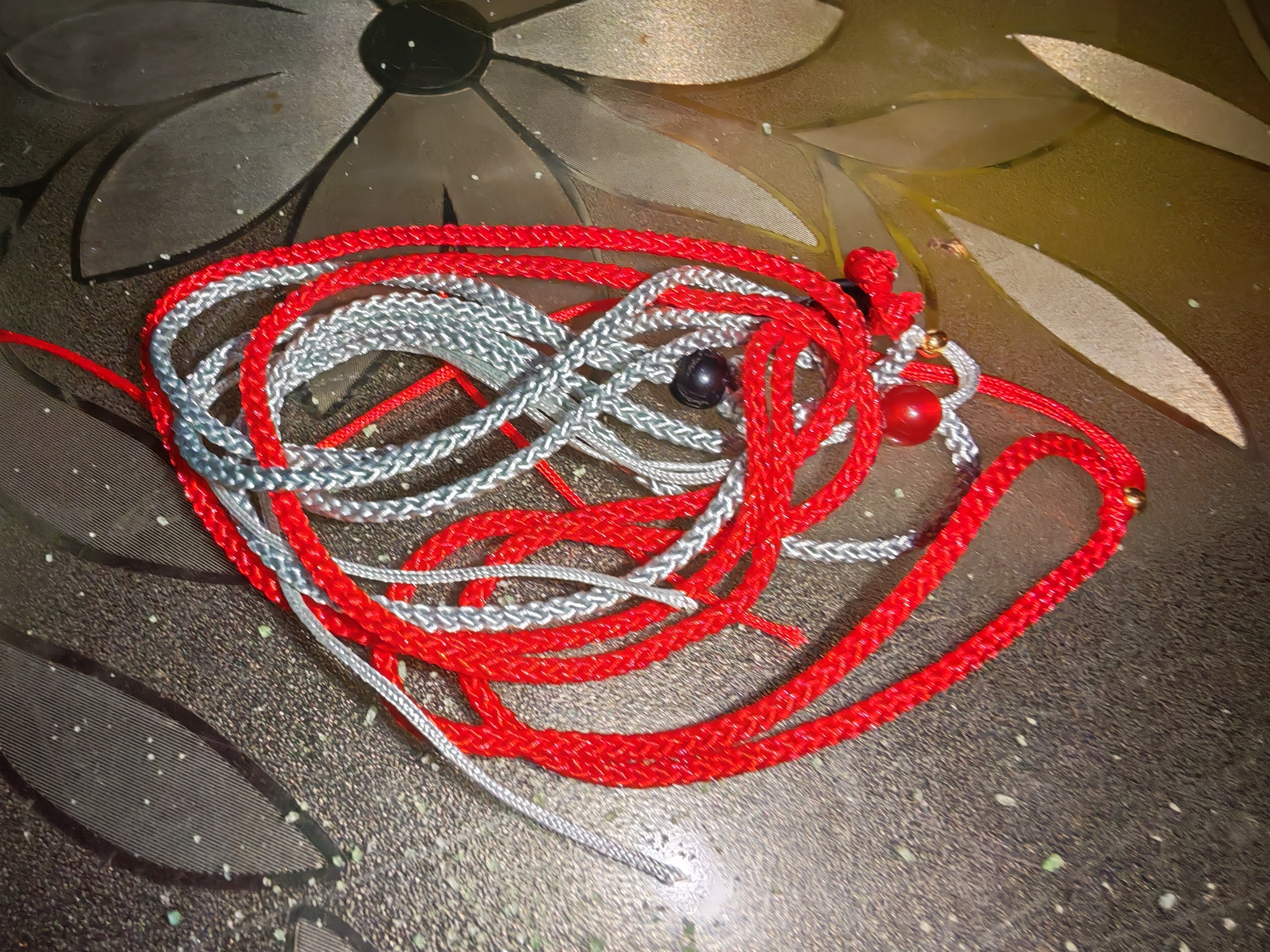 细绳吊坠挂绳玉绳手工编织翡翠项链绳挂脖吊坠绳调节饰品挂绳 银灰色+顶珠 实拍图