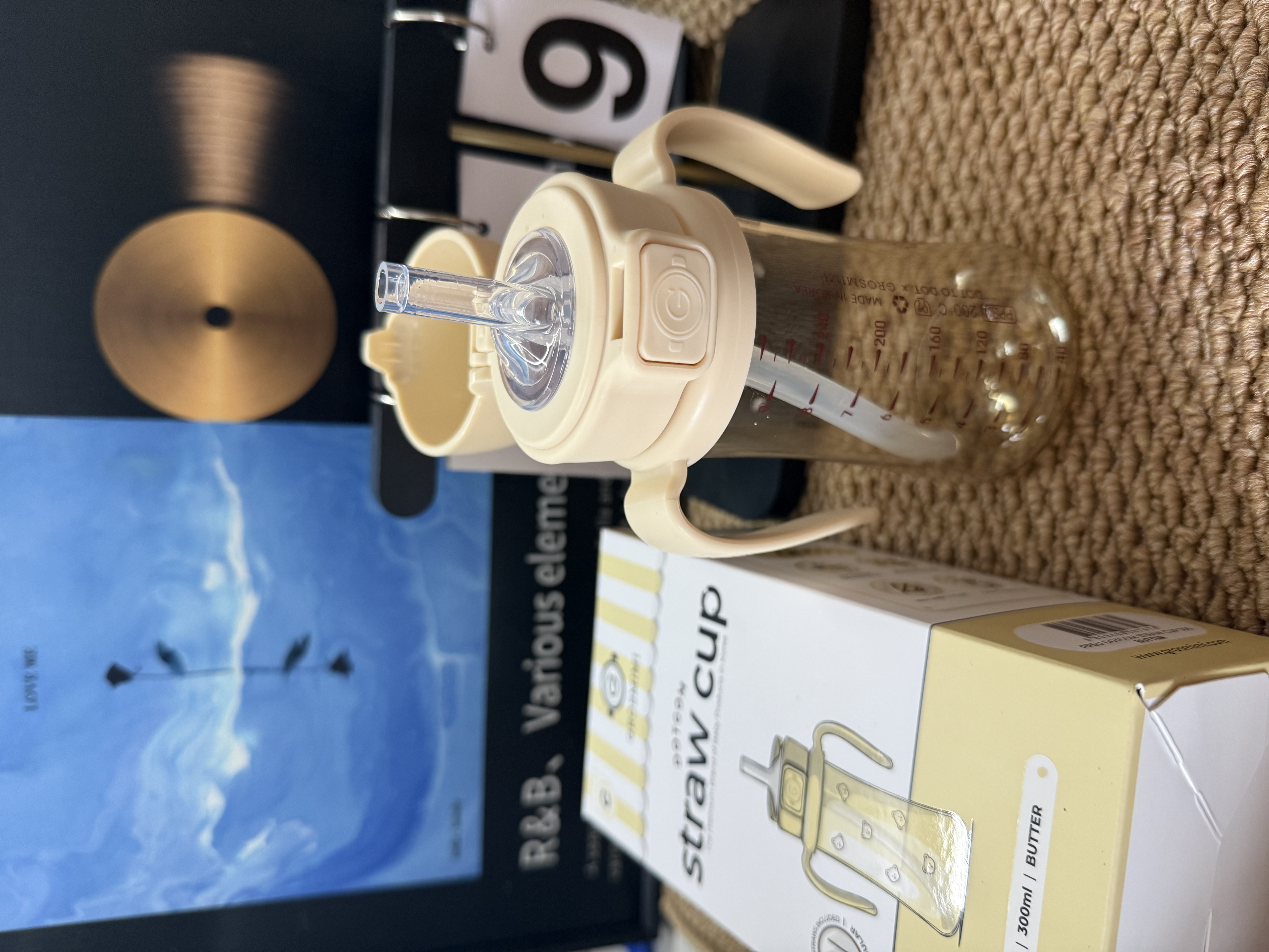 Grosmimi格罗咪咪吸管杯婴儿童水杯学直饮杯吸管奶瓶6-12月1-3岁以上通用 泡泡熊(重力球+直管) 300ML 实拍图