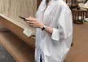 优衣库全棉衬衫/长袖女装衬衣休闲通勤外套新款482828 491294 482828/00白色 L 实拍图