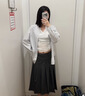 优衣库宽褶中裙女装/半身裙裙子488364 490693 488364/08深灰色 XL 实拍图