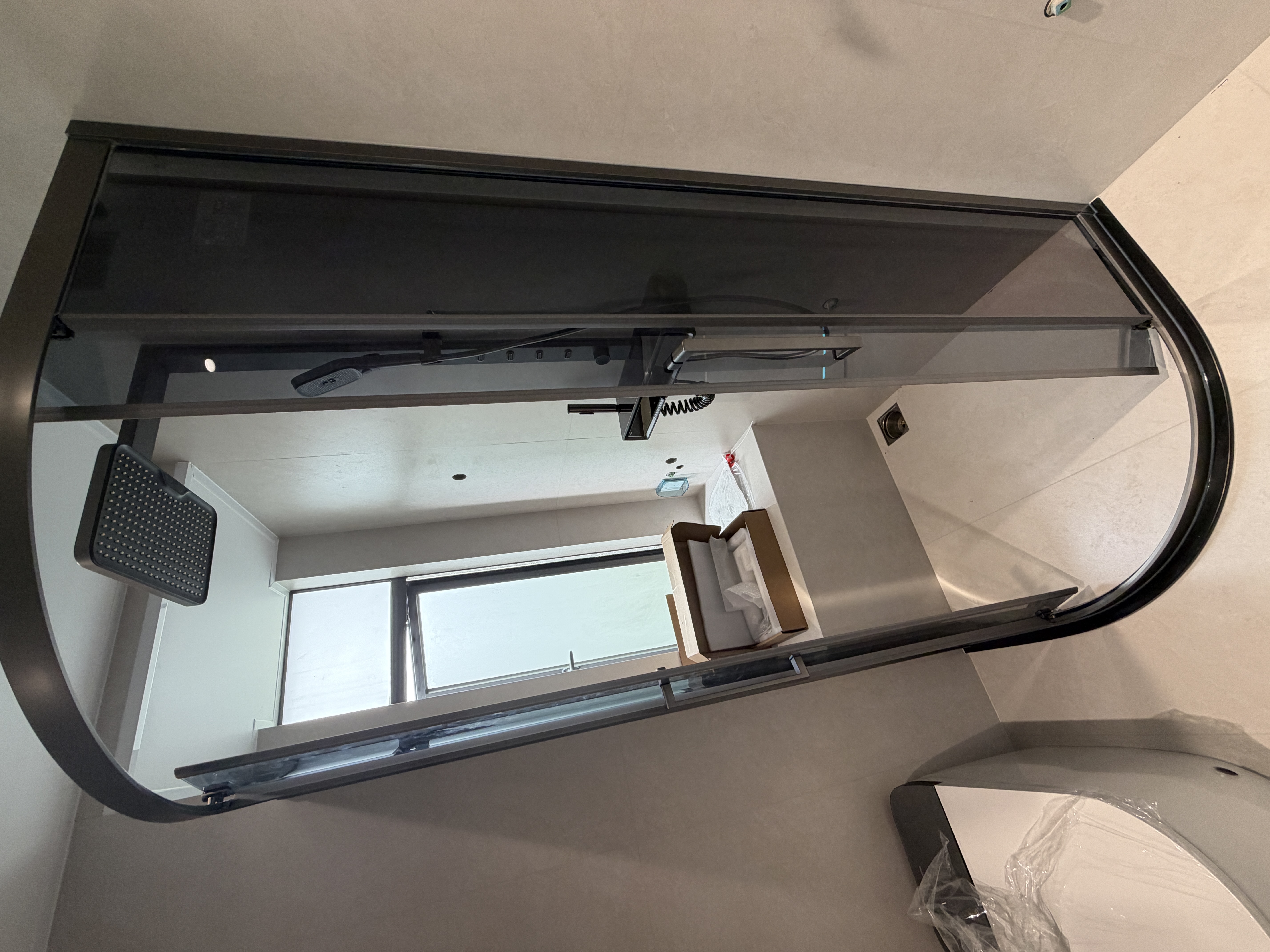 九牧（JOMOO）【定制】弧扇形整体淋浴房一体式浴室淋浴隔断玻璃门赠挡水条86S 枪灰光玻 900*900*1900 实拍图