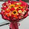 维尔斯小时达鲜花同城配送百合康乃馨玫瑰花束送母亲朋友生日节日礼物 【幸福美满】1 1朵红玫红康+3支向日葵 实拍图