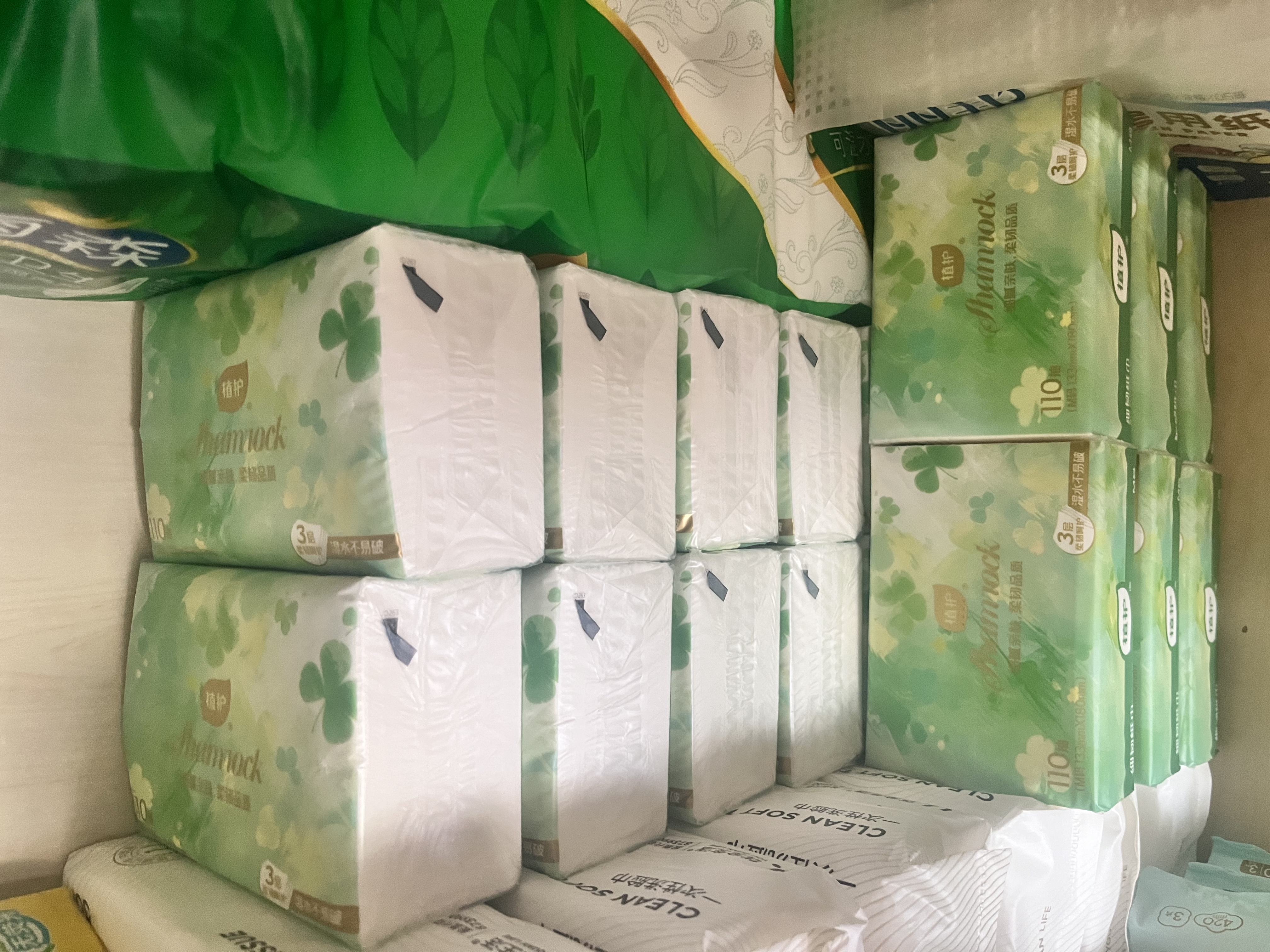 植护三叶草抽纸3层330张20包亲肤柔韧餐巾纸擦手卫生纸纸巾整箱装 实拍图