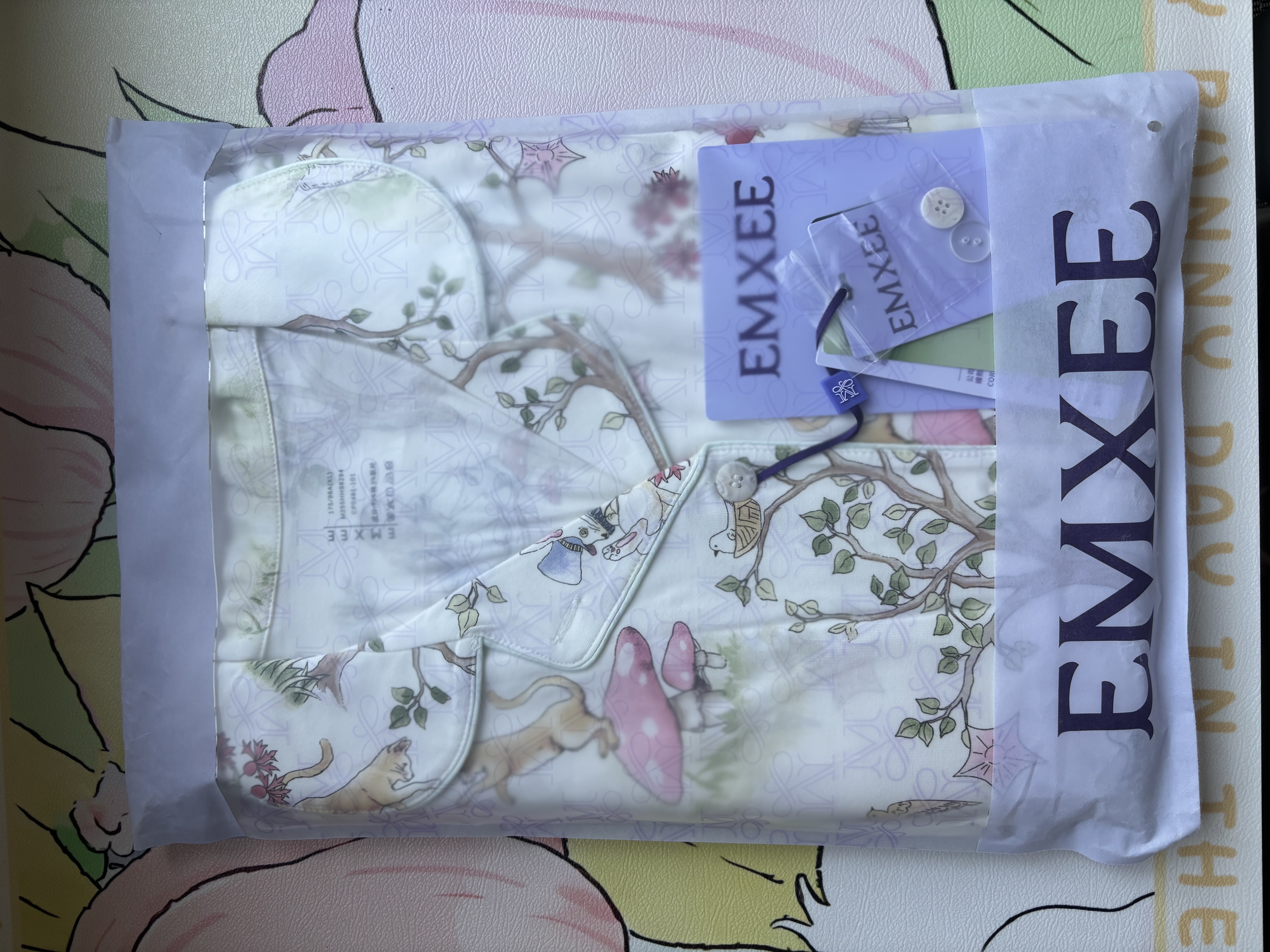 嫚熙（EMXEE）春夏季薄款自带胸垫月子服孕妇哺乳睡衣产后爱丽丝家居服XL码 实拍图
