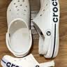 卡骆驰（CROCS）【采销直播】贝雅卡骆班洞洞鞋轻便耐磨一脚蹬休闲鞋|205089 白/深蓝-126 41 /42(260mm) 实拍图