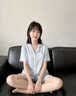 欧诗帛夏天冰丝女士睡衣女夏季2026年新款短袖带胸垫可外穿家居服套装 20069女 短袖套装【带胸垫】 XL （建议体重120-140斤） 实拍图
