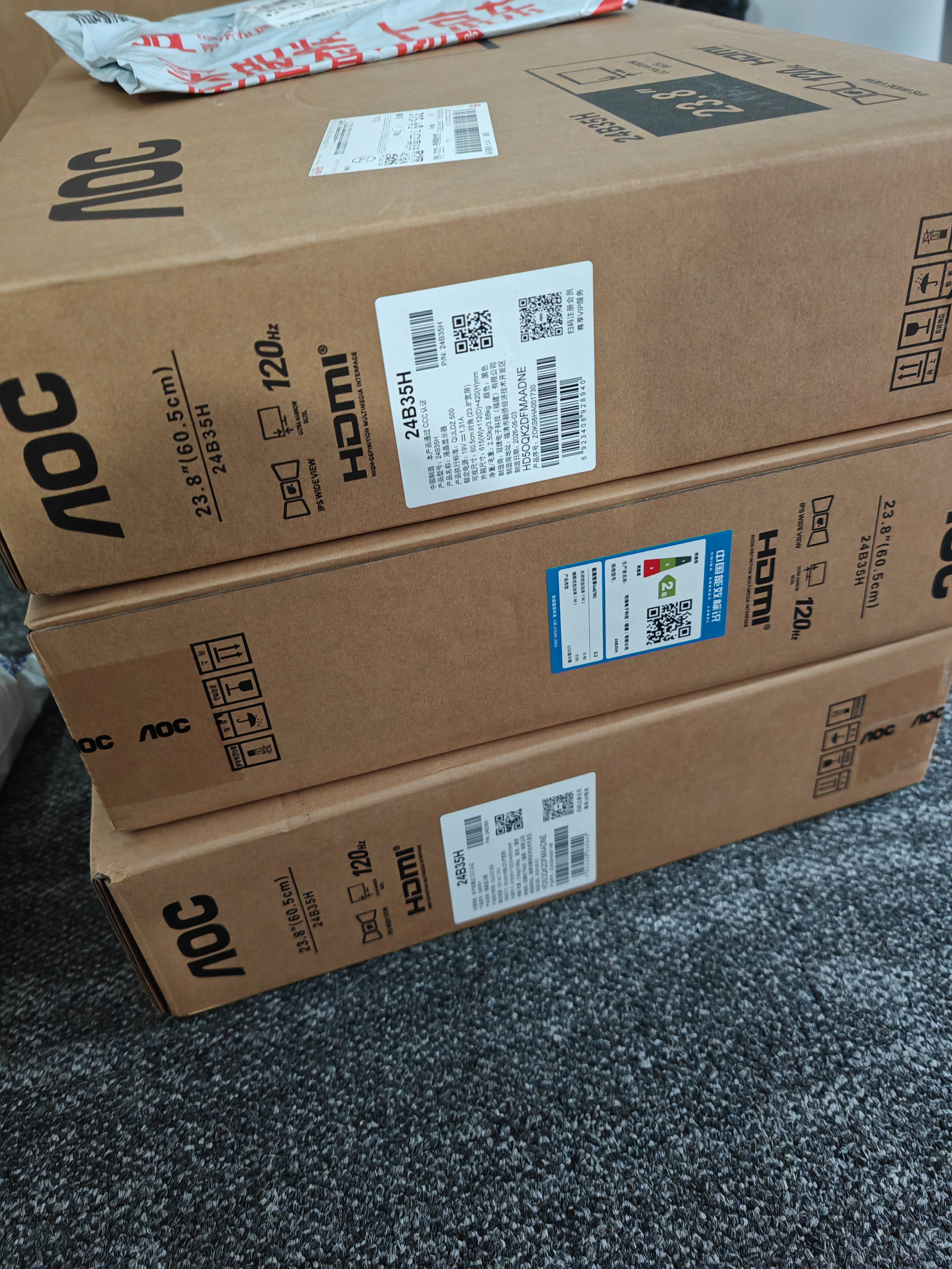 AOC【系列爆售100W+台】23.8英寸 120Hz HDMI低蓝光不闪 HDR 超薄节能办公电脑显示器24B35H 实拍图