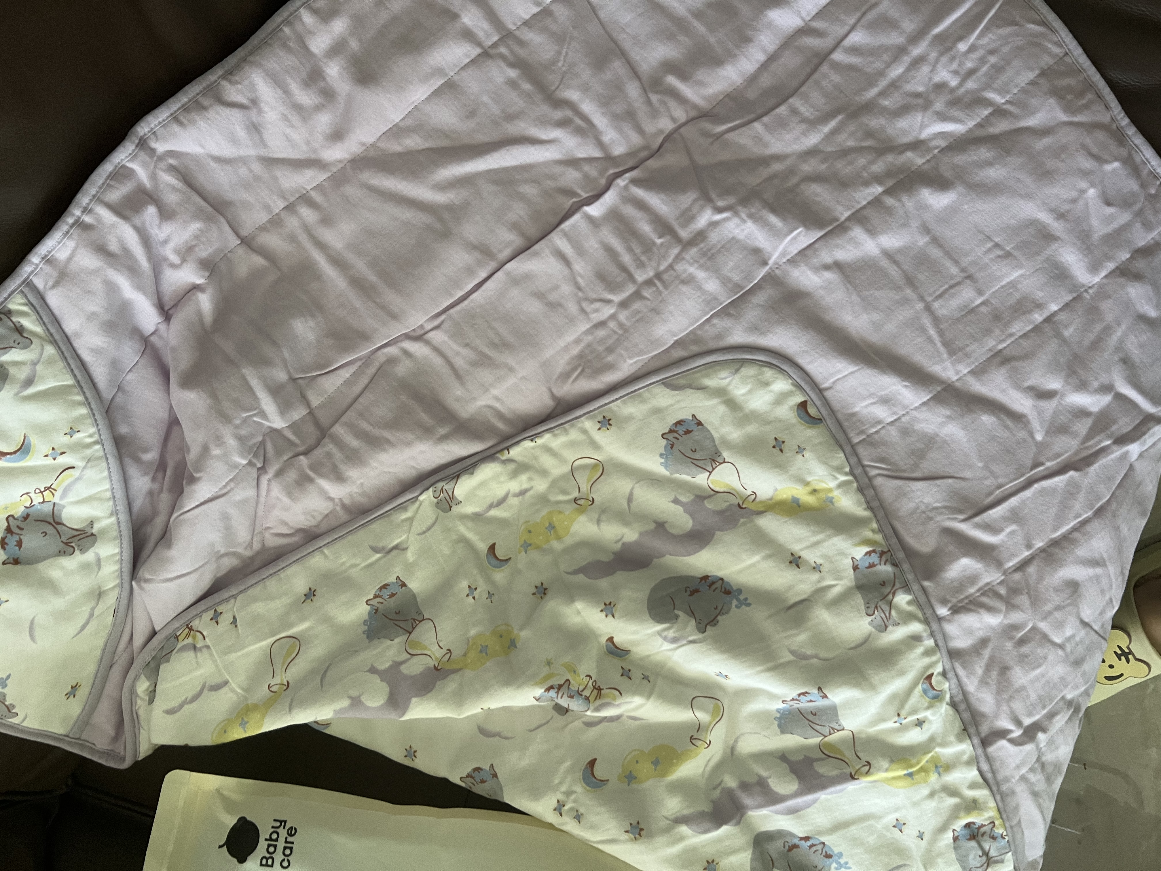 babycare初生婴儿秋冬夹棉抱被调温产房新生儿包被-莫利亚浅灰紫-90*90cm 实拍图