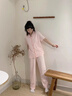 金利来（Goldlion）纯棉家居服女夏季短袖短裤睡衣套装翻领纯色外穿居家服 棉款-贝壳粉 M (160) 实拍图