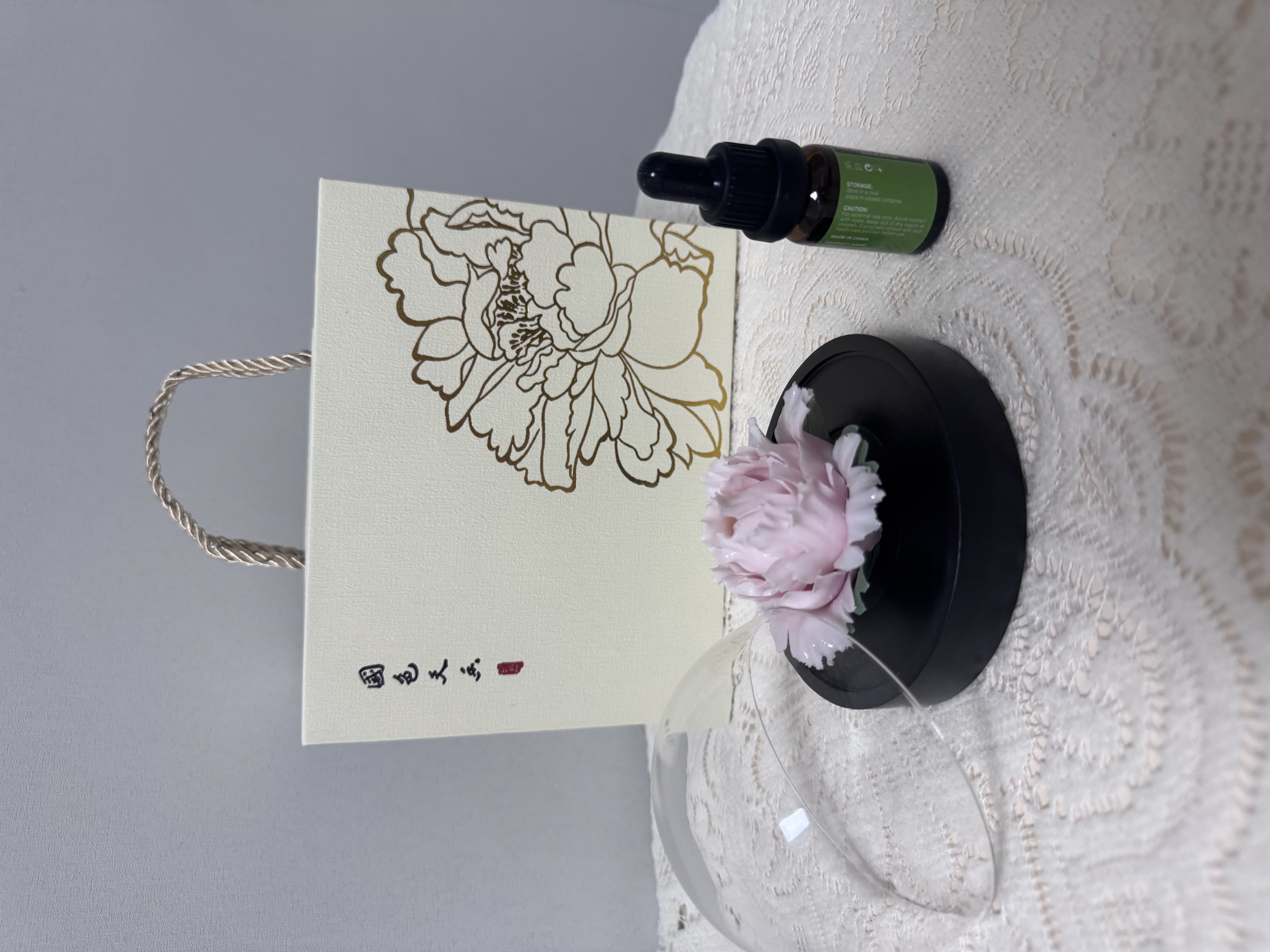 Para Ella永生花陶瓷花牡丹香薰生日礼物女友妈妈教师节老师退休七夕情人节 实拍图
