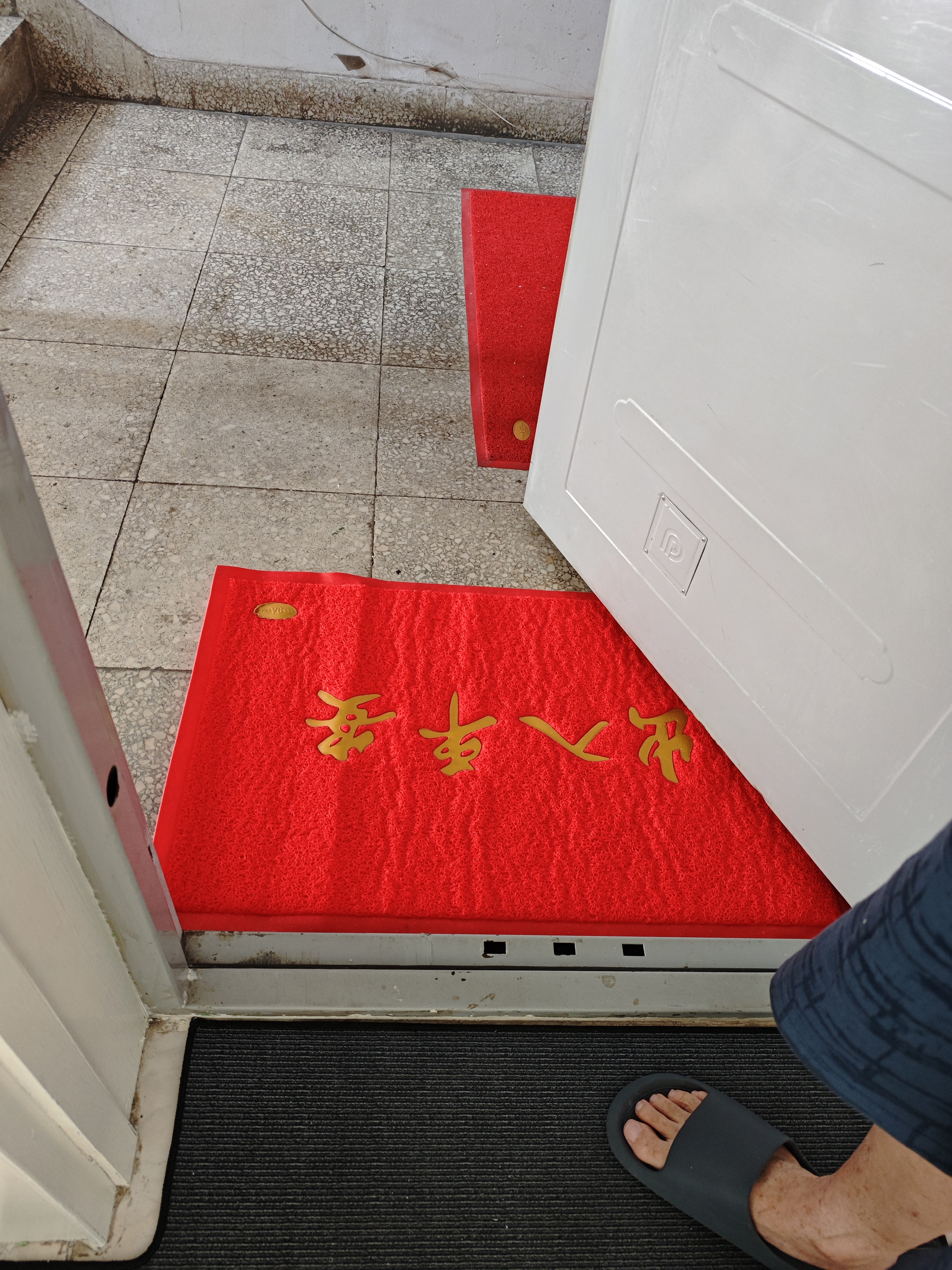 迪茵（DIYIN）入户门地垫进门丝圈门垫商用地毯大门口脚垫 红色出入平安60*90cm 实拍图
