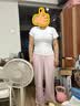 优衣库麻混纺舒适长裤/常规款女装/休闲裤26春夏新款482246 11 粉红色 L 实拍图