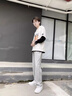 安踏（ANTA）男裤2026夏秋新薄款正品宽松裤子纯棉卫裤直筒长裤男士运动休闲裤 灰花灰【常规直筒-拉链口袋】 （90%用户选择） L /175(120-140斤） 实拍图