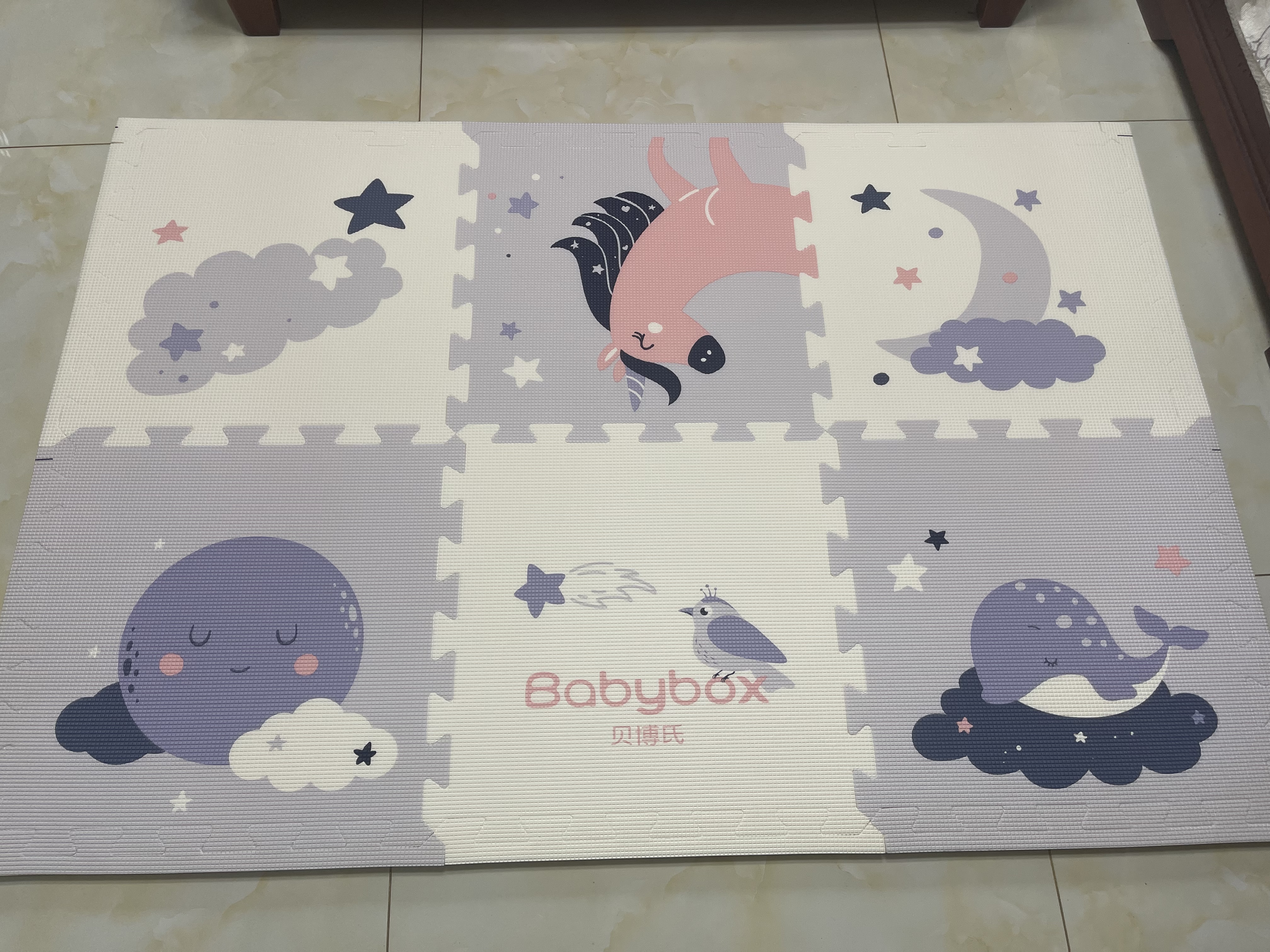 贝博氏babybox婴儿宝宝抗菌XPE客厅拼接爬行垫加厚2CM儿童爬爬垫6片装 实拍图