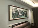 尚得堂 手绘国画山水画客厅装饰画办公室挂画风景画靠山图水墨源远流长 圆角棕色 装裱218*88（推荐） 实拍图