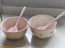 【天天低价】新款釉下彩陶瓷碗餐具套装少女心ins风陶瓷碗勺 蝴蝶结两碗两勺 实拍图